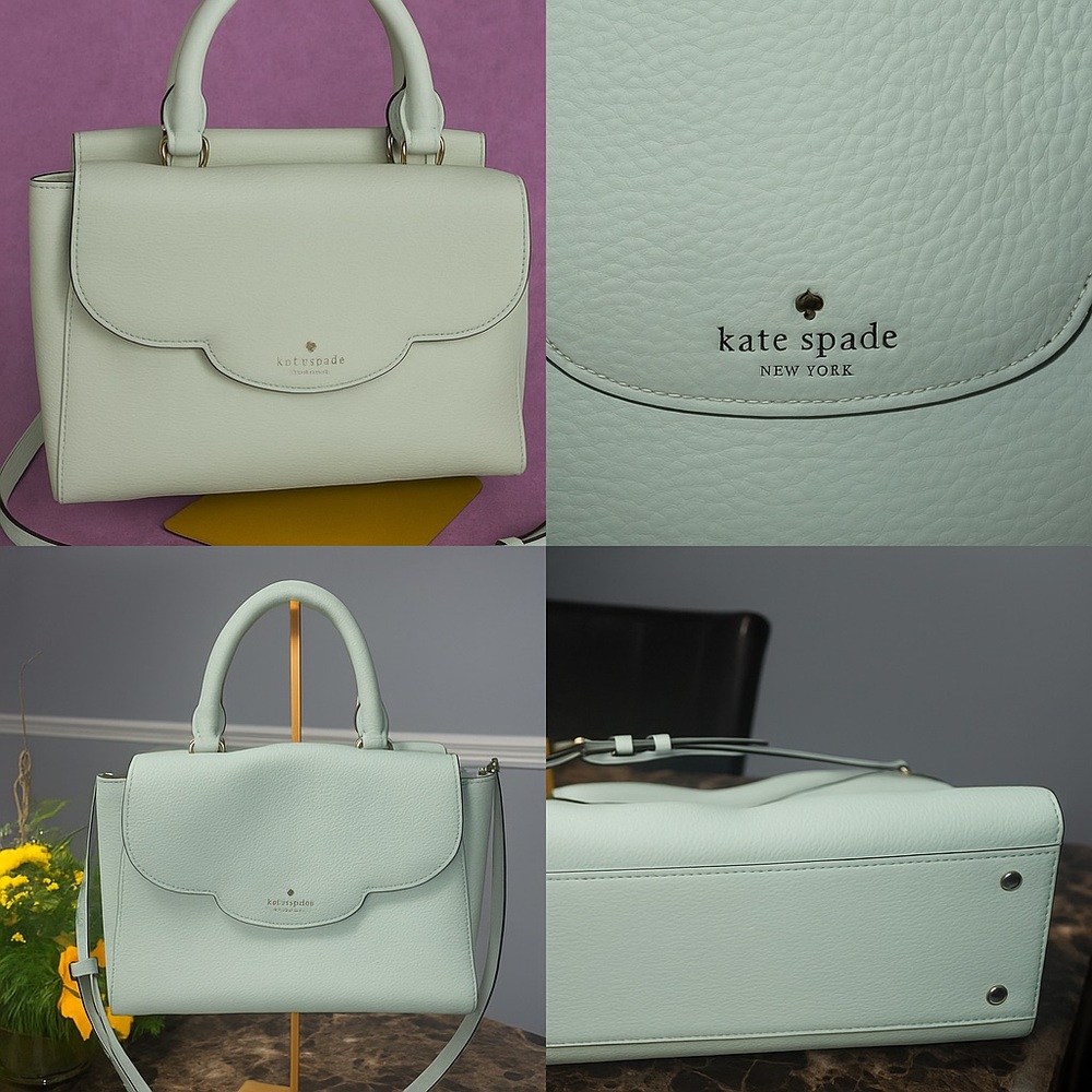 Kate Spade Leewood Place Makayla Satchel in Mint Splash Leather - Picture 2 of 16